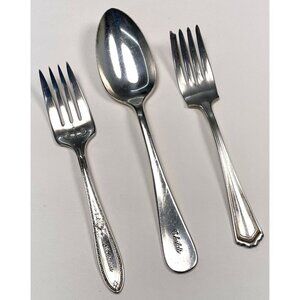 Lot 3 VTG WM ROGERS Various Silverplated Flatware Pieces Forks Spoon Monogrammed